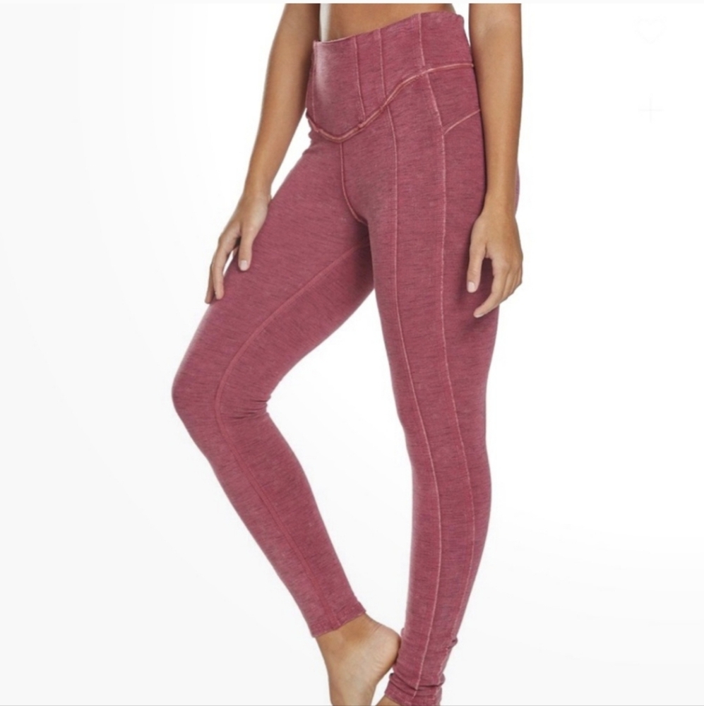 Free People Fp Movement Hybrid Leggings Brushed Maroon Sz L